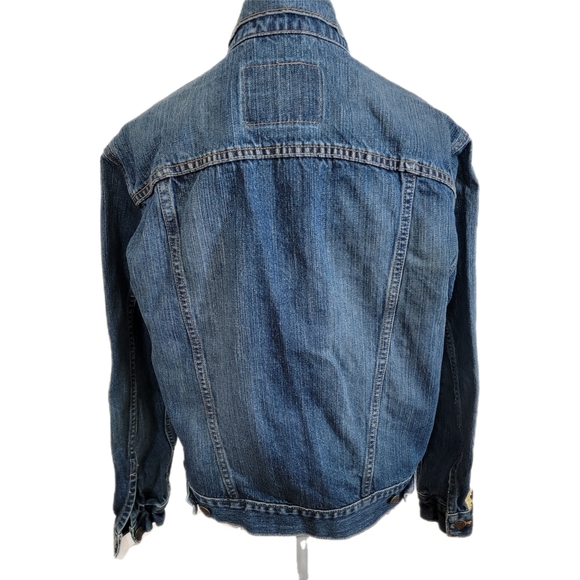 Vintage 90s Levi's Denim Trucker Jacket Size Small Gold stripe 70507 - Picture 2 of 10